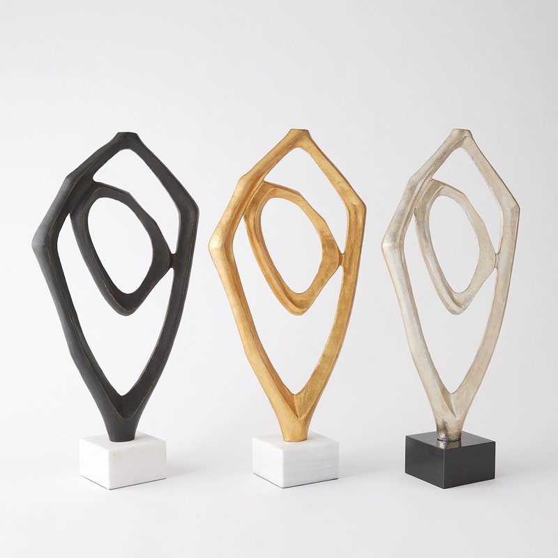 Interplay Sculpture-Bronze, White/Gold