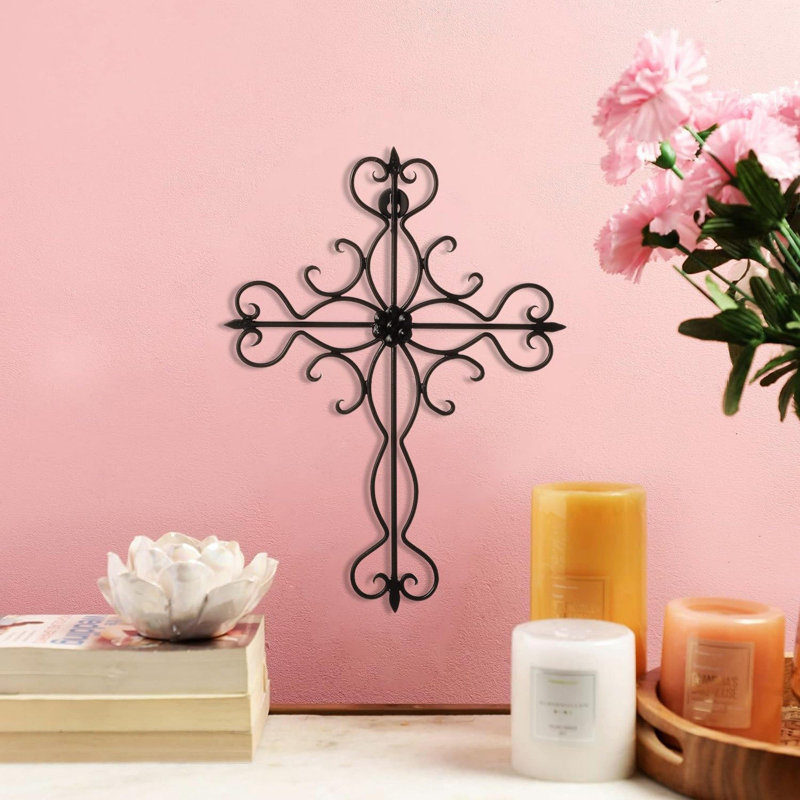 Rustic Black Matte 14x10 Inch Metal Wall Cross