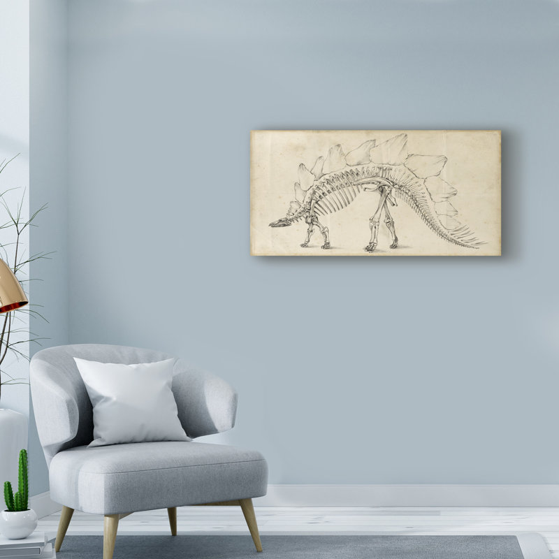 « dinosaur study iii », reproduction d’art sur toile tendue, H 12 po x l 24 po x P 2 po