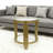 18.3"  round double-layer glass side table, with a golden industrial-style metal frame