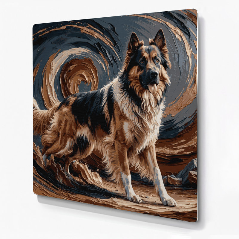 Chiens, berger anatolien, art mural en métal brun, H 16 po x l 16 po