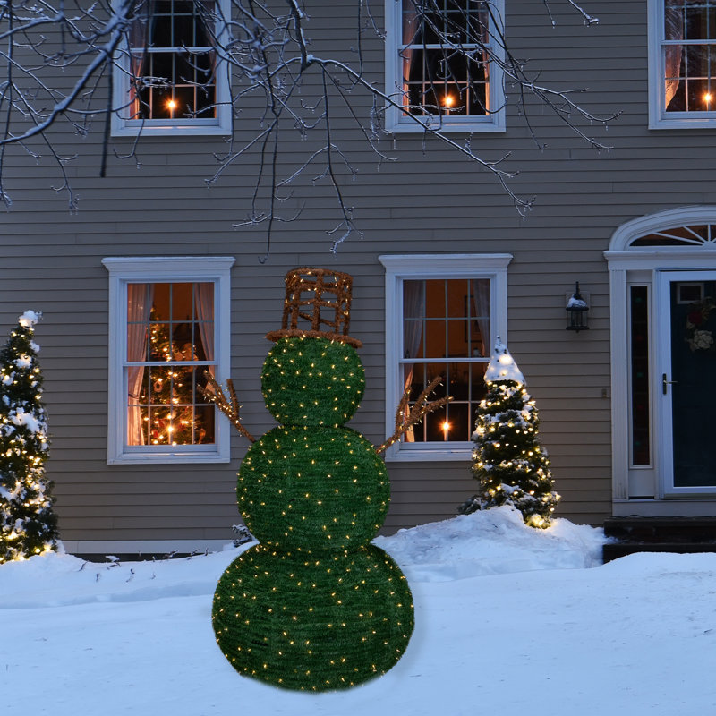 Topiaire bonhomme de neige illuminé