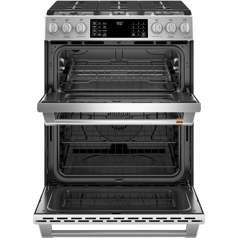 CAFÉ™ 30" Smart Slide-In, Front-Control, Dual-Fuel, Double-Oven Range with Convection, Stainless Steel