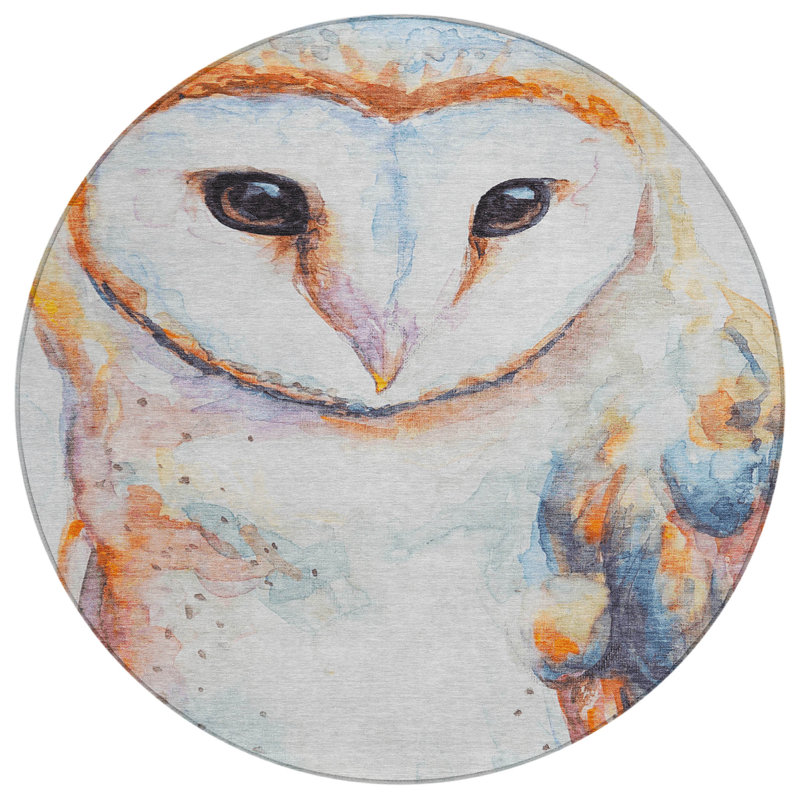 Machine Washable Indoor/Outdoor Jenning ACN2280 Animal Rug, Round 8'