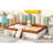 Full Size Upholstered  Daybed Frame With Fence And Stairs,(BROWN+WHITE)-1054122503