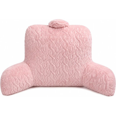 Aeropostale Faux Fur Chain Weave Decorative and Supportive Backrest Lounge Bed Pillow for Back Support, Reading ,Blush,23"x30"