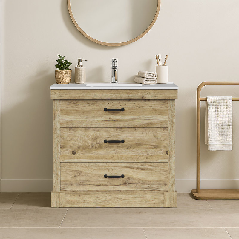 47mm Single Bathroom Vanity with Undermount Ceramic Basin, 91.5 cm