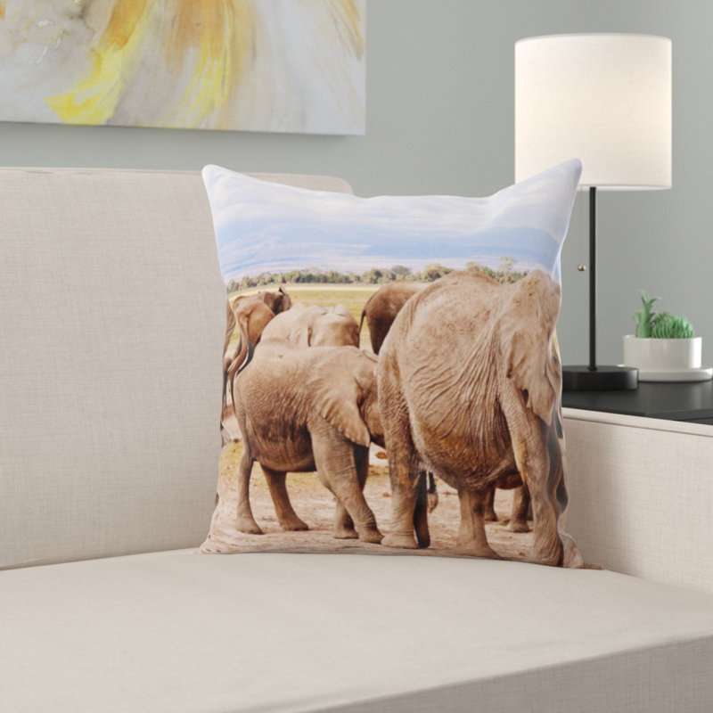 Housse de coussin et insert Elephants