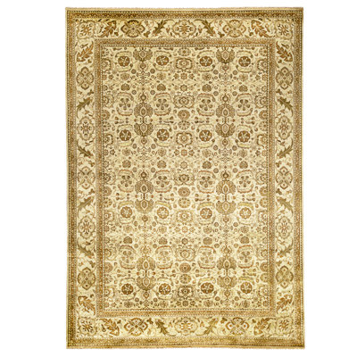 High-Quality Hand-Knotted Gold And Beige Area Rug