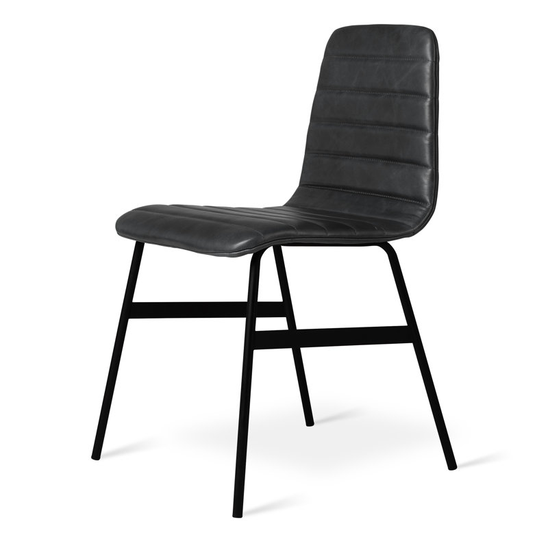 Lecture Series Dining Upholstered Chair, Saddle Black Genuine Leather