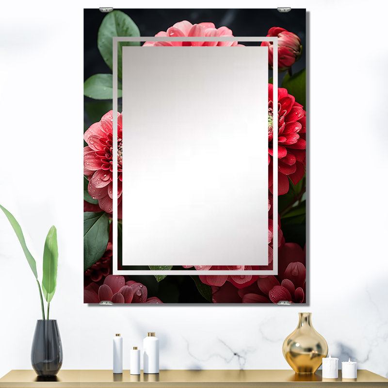 Magnifique miroir Zinnias Blooms II - MIR141977, 40 po x 30 po