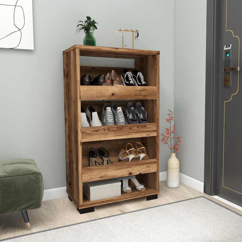 Shoe Rack 12 Pair Leslie, Light Brown