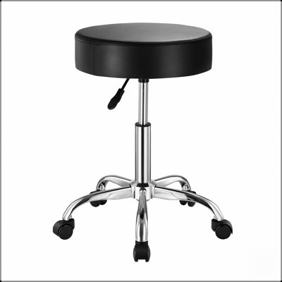 Height-Adjustable PU Leather Swivel Stool with Thick Cushion and 450 LBS Capacity for Comfortable Seating in Salons, Spas, and Clinics