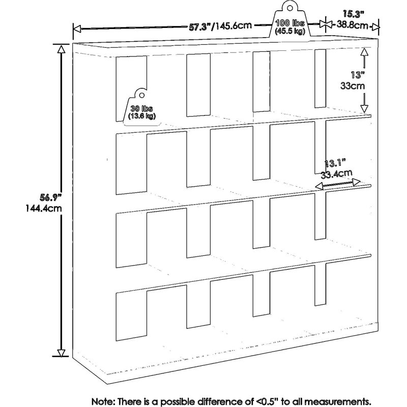 Tablette de rangement pour 16 cubes avec support pour tourne-disque, organisateur de disque vinyle et DVD à dos ouvert pour le salon et le bureau personnel