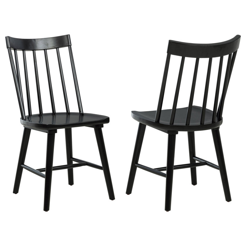 Chaise d'appoint en bois massif Carlos (ensemble de 2), Noir