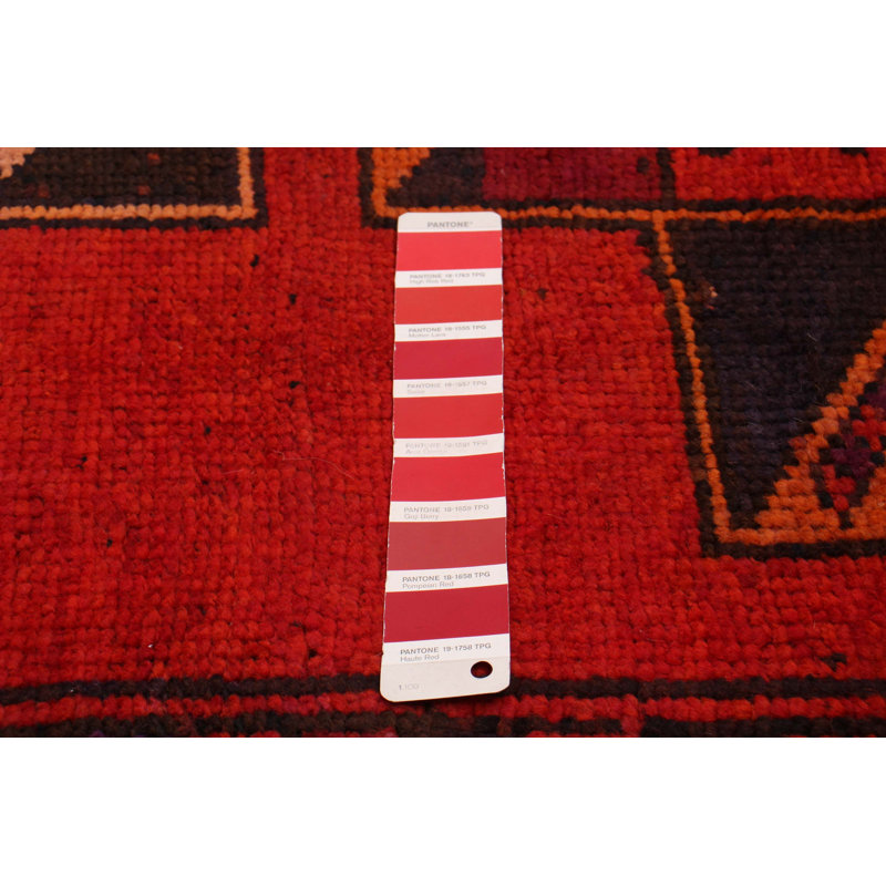 Tapis de couloir unique en laine 3 pi 9 po x 12 pi 4 po Melis Rouge