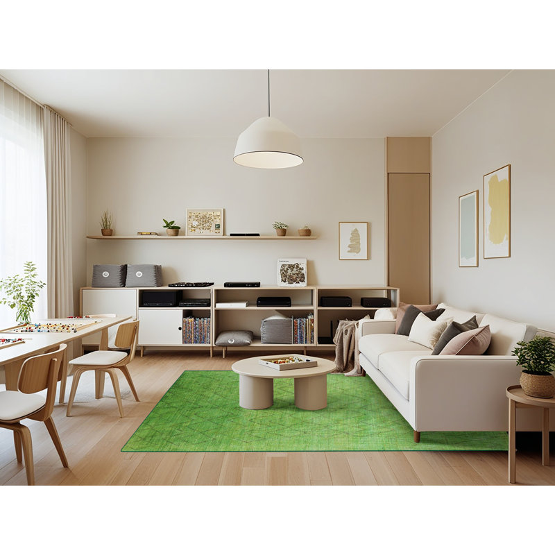 Tapis vert à motif géométrique Gothenburg, Rectangle 7 pi x 9 pi