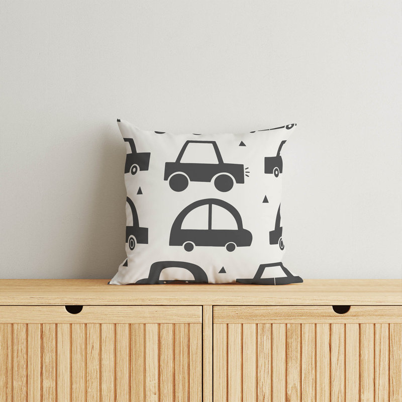 Coussin Driveway, Ivoire/noir, H 26 po x l 26 po