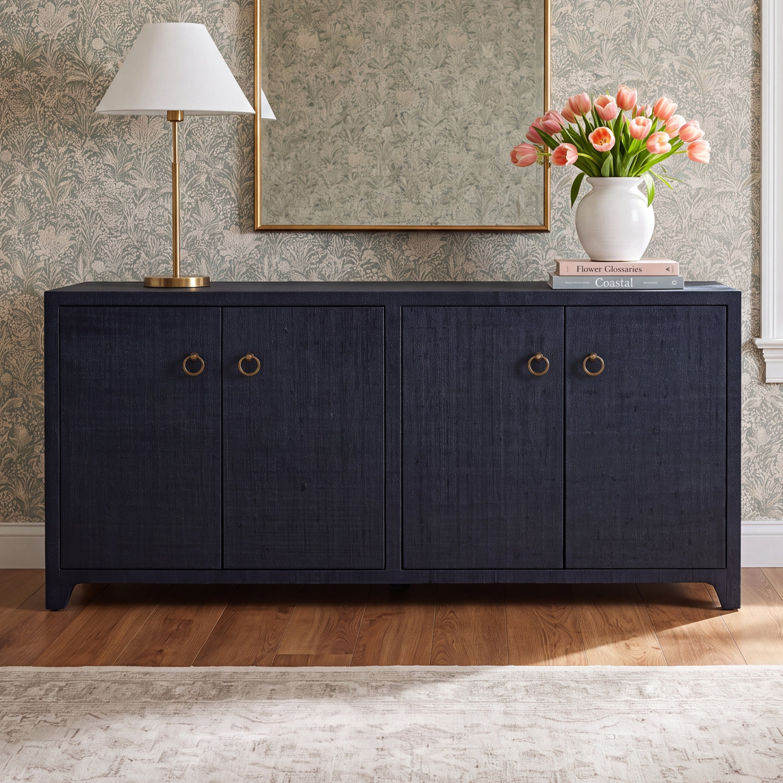 Cleo Raffia Sideboard, Navy Blue