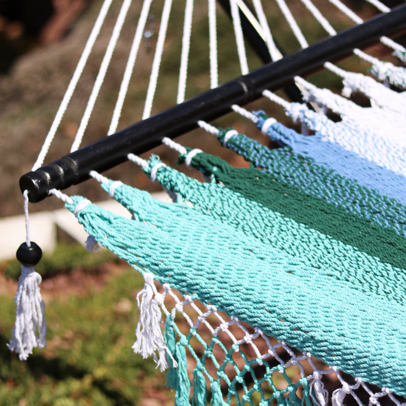 Alexzandyr 2-Person Quilted Polyester Spreader Bar Hammock, Green/Light Green