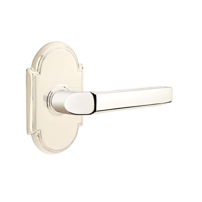 Levier de porte avec rosette Milano, Nickel poli, Droite