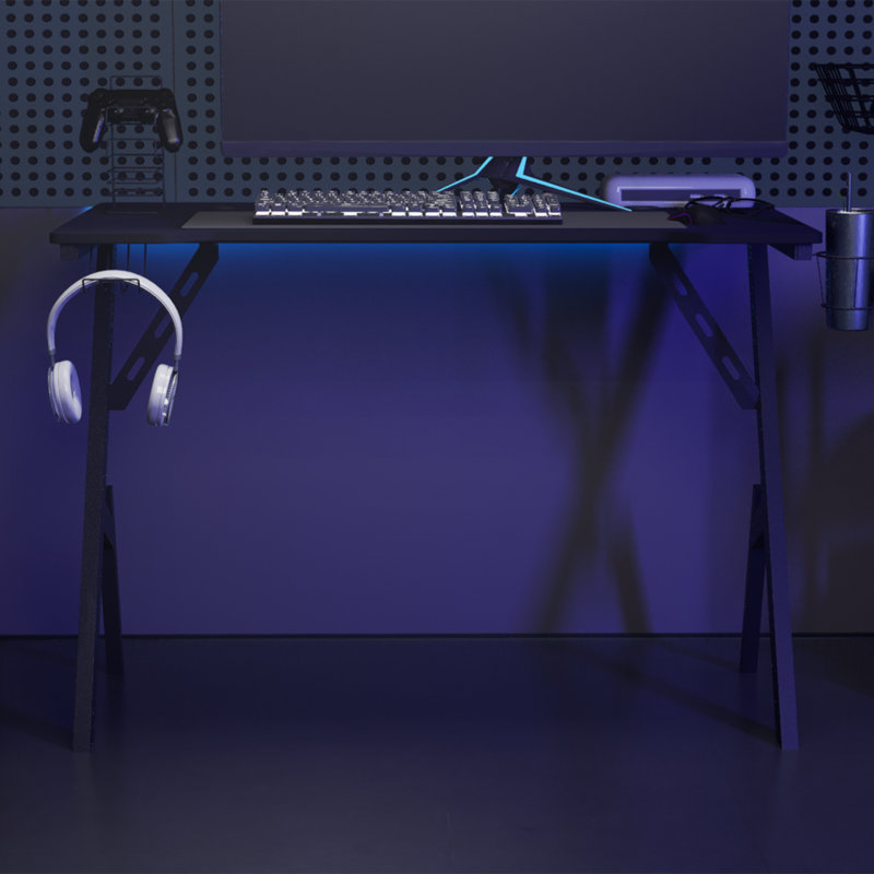 Gaming Desk, 75cm H x 110cm W x 60cm D, Black