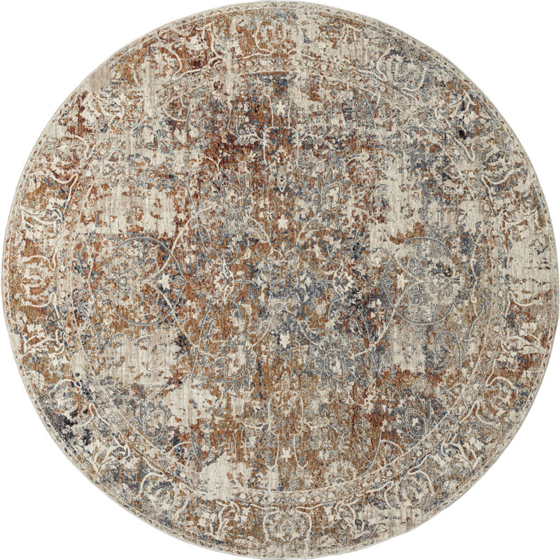 Dmoni Floral Area Rug in Rust, Runner 2'6" x 10'
