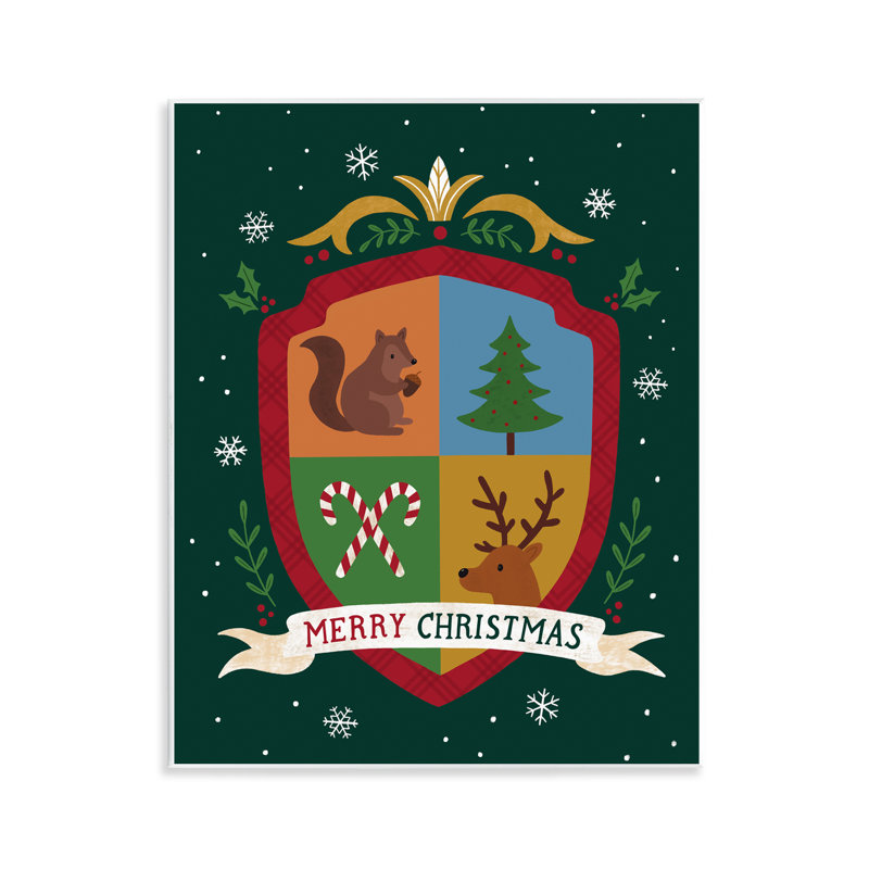 «Merry Christmas Woodland Crest», art mural sur toile par Nina Seven