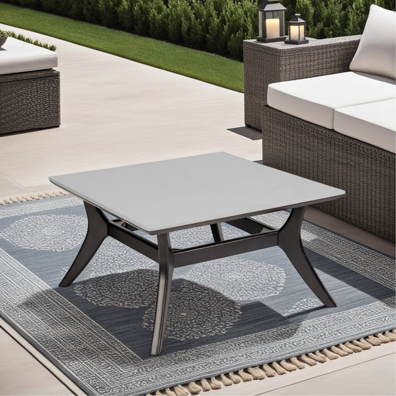 Liora Outdoor Coffee Table In Dark Eucalyptus Wood And Super Stone
