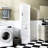 White Laundry Cabinet With Design And Storage Compartment Functional In Compartments