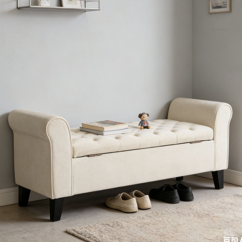 Banc de rangement en tissu, Ivoire ivoire