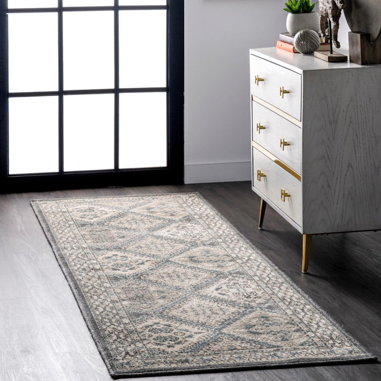 Joslyn Traditional Tiled Performance Gray/Blue Rug