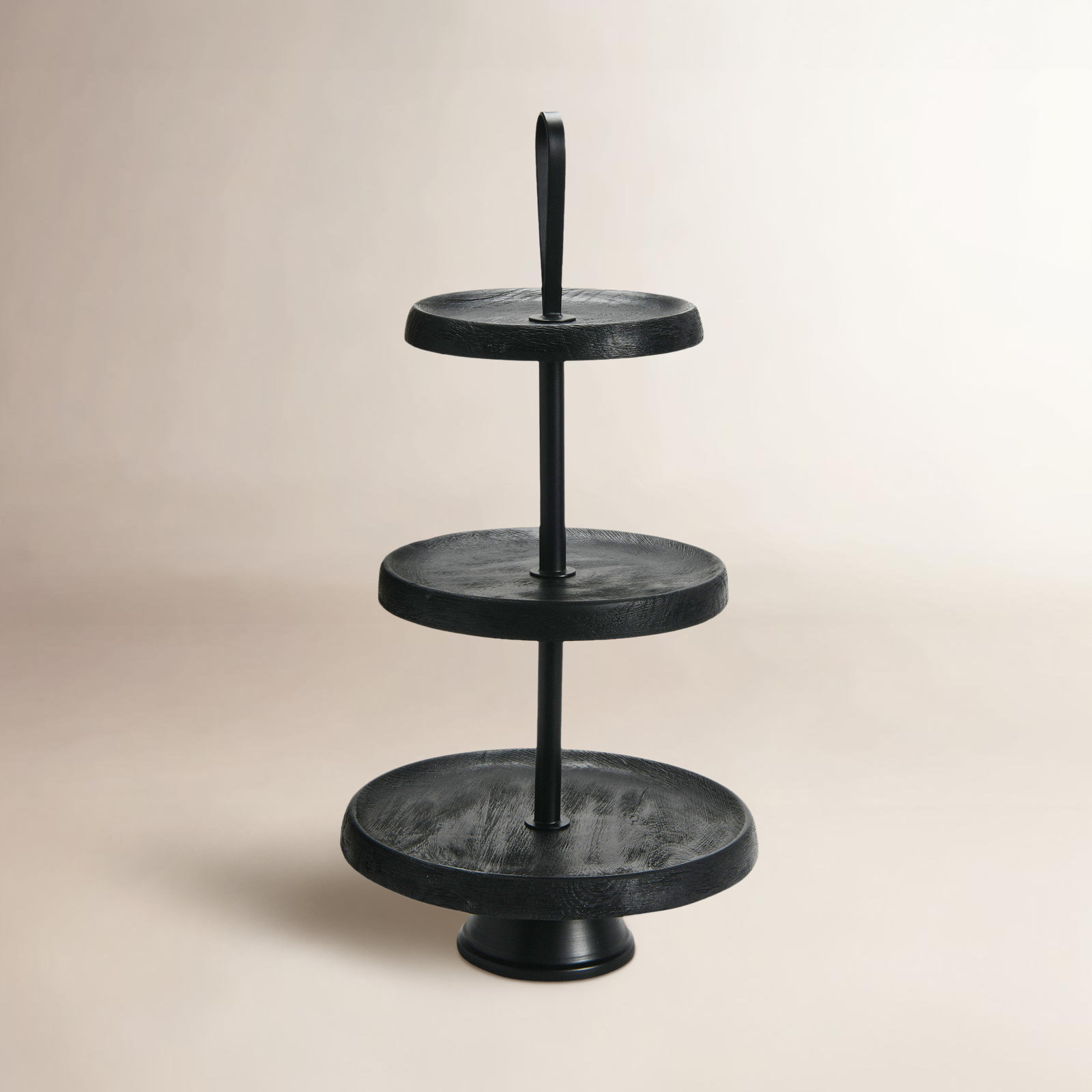 Tibra Wood Tiered Stand, Black