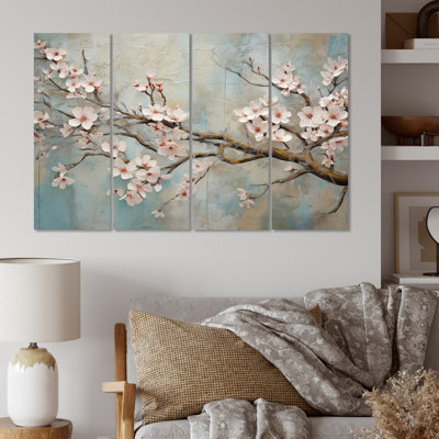 «Apple Blossom Harmony», reproduction sur toile tendue de 4 pièces