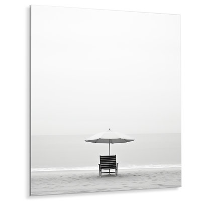 Minimalisme noir et blanc photo de plage - décoration murale en métal nautique et plage