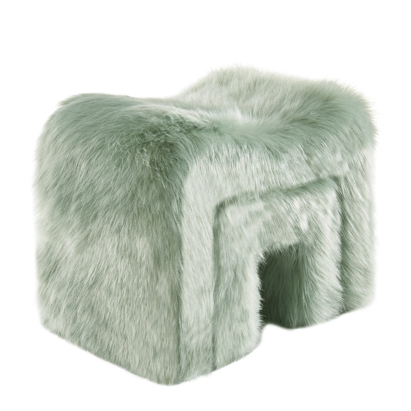 Catargiu 2 - Piece Faux Fur Upholstered Ottoman, Green