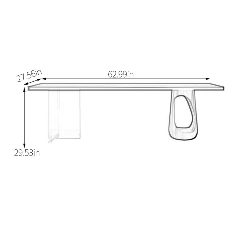 Table de salle à manger, L 27,56 po x L 62,99 po