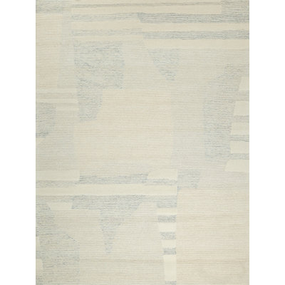 Janesko Hand Tufted New Zealand Wool Ivory/Blue Area Rug