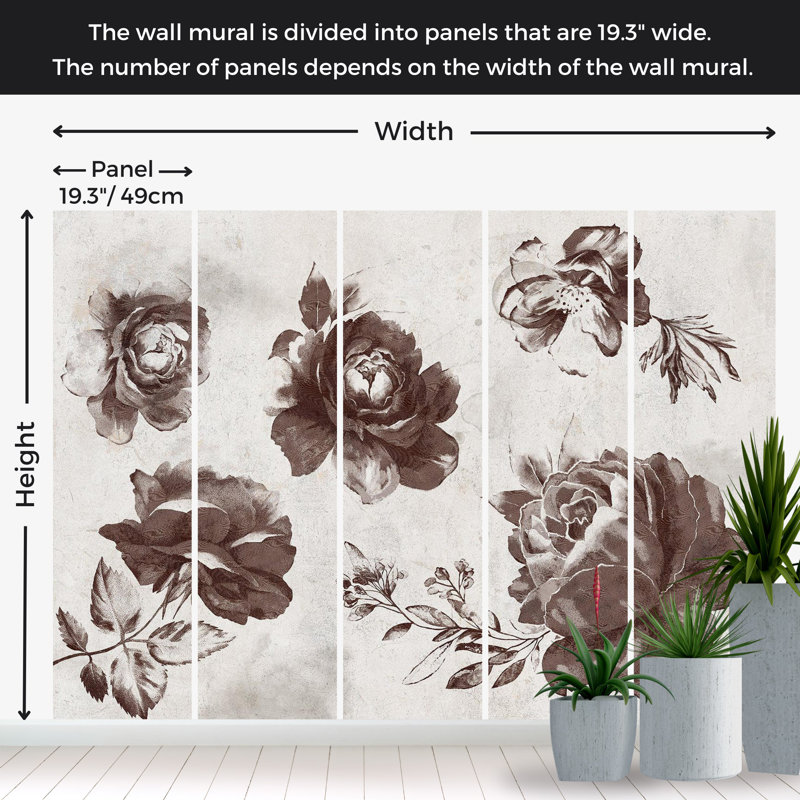 Adhésif mural floral pelez et collez - Jardin des souvenirs, L 82 po x l 115 po