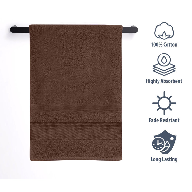  4 Piece 100% Cotton Bath Towel Set, Brown