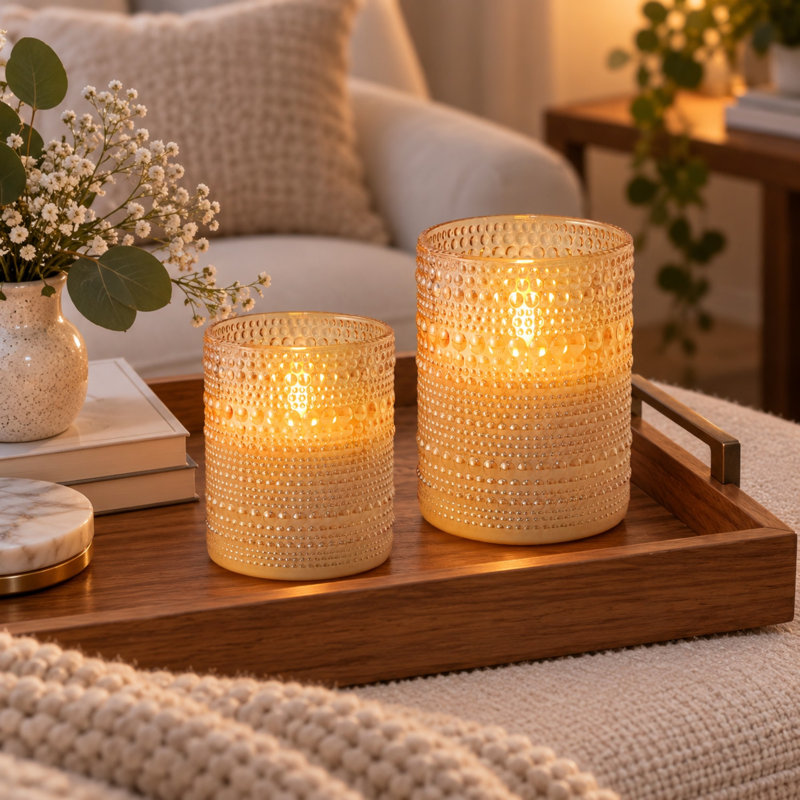 Ensemble de bougies colonne sans flamme 2 pièces avec télécommande et minuterie