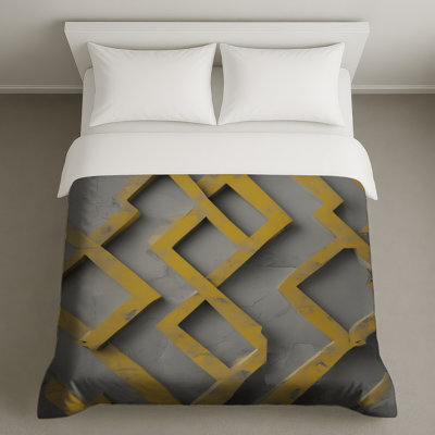 Housses de couette jaunes à motif géométrique