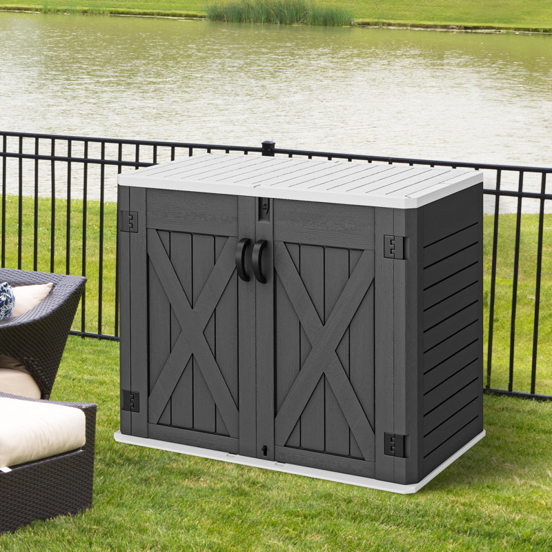 4.2 ft. W x 2.4 ft. D Horizontal Storage Shed, Black/White