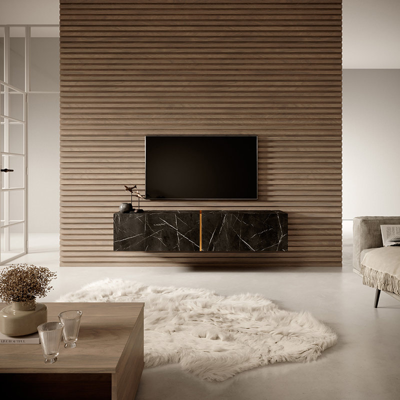 Aadityaram TV Stand Fireplace, Black