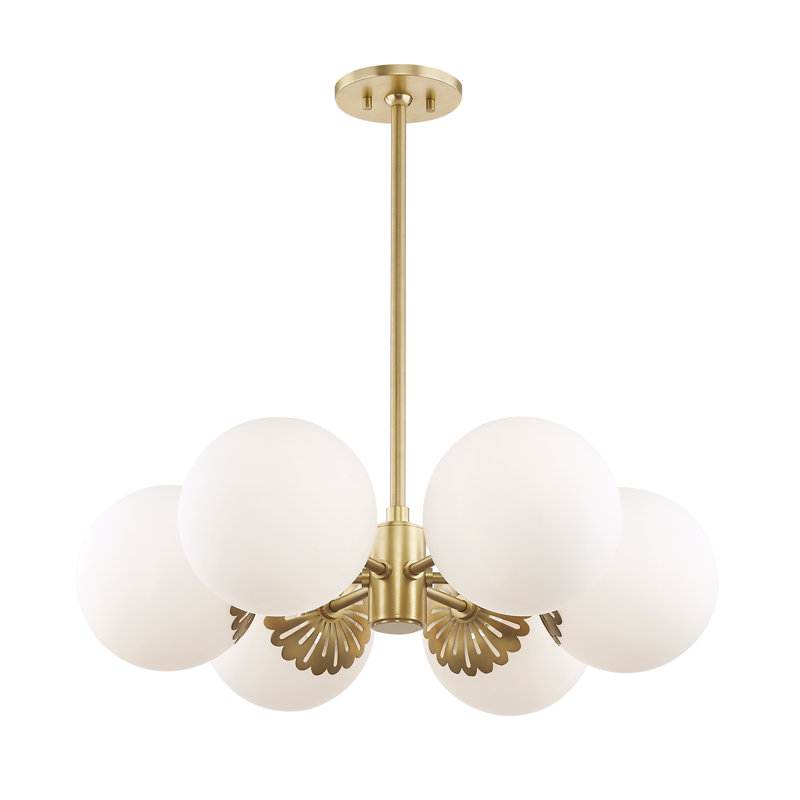 Lustre sphérique spoutnik 6 lumières Bagimont, Laiton vieilli