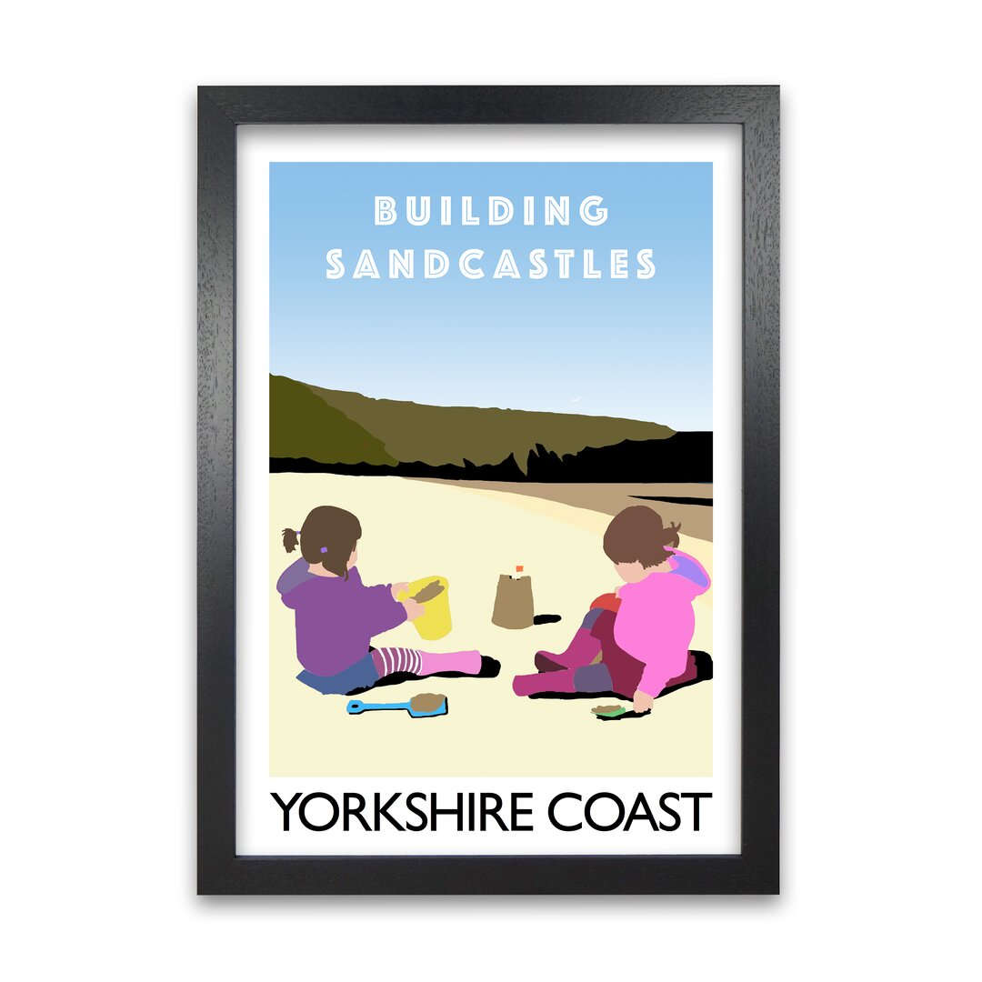 Poster Sandburgen bauen Yorkshire Küste von Richard O'Neill