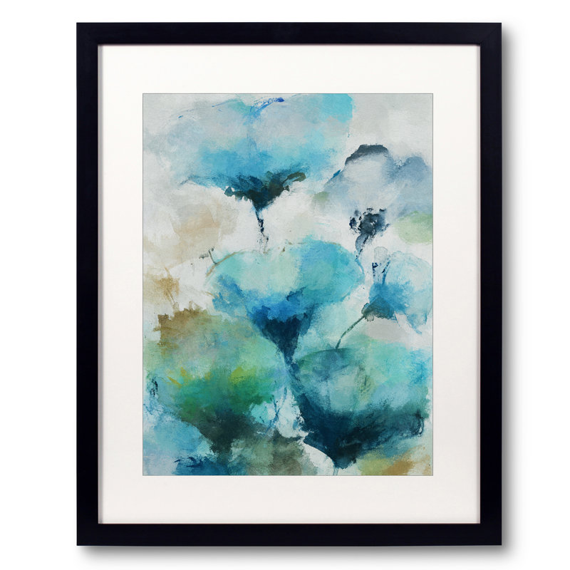 Blue Flowers Print by Angel Estevez, Black Framed Paper, 21.2" H x 17.2" W