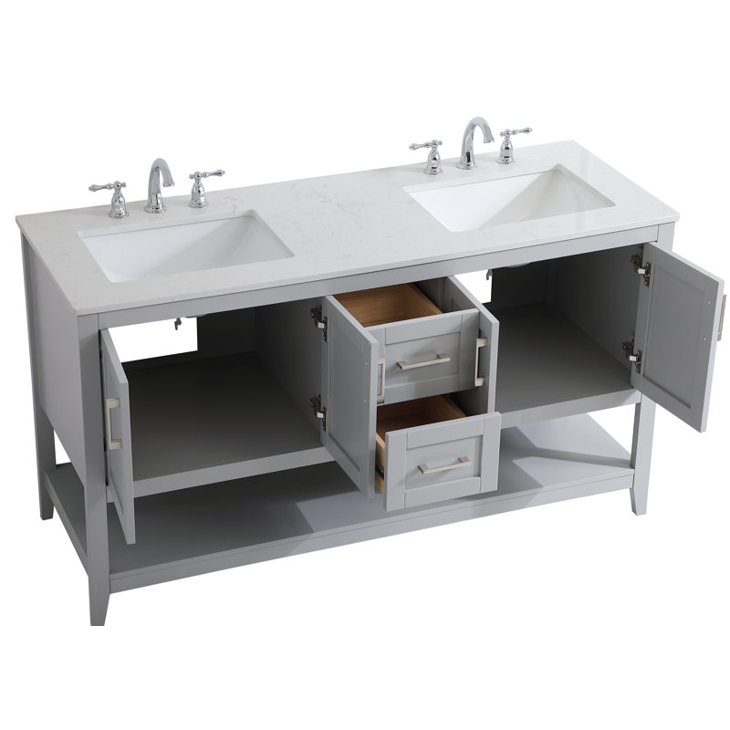 Ensemble de meuble-lavabo double 60 po Scottsbluff, Gris