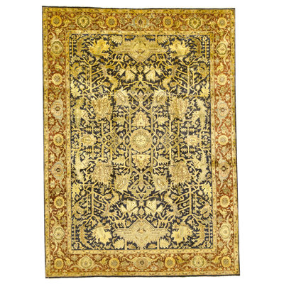 Tapis noir et rouge noué à la main de haute qualité