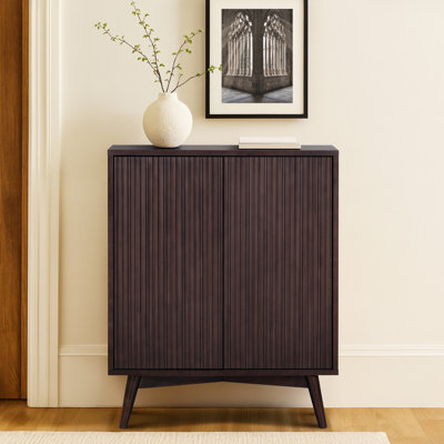 Modern 2-Door Accent Cabinet with Adjustable Shelves & Fluted Push-Open Fronts for Living Room or Entryway